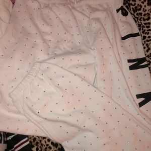White BLING PINK Joggers
